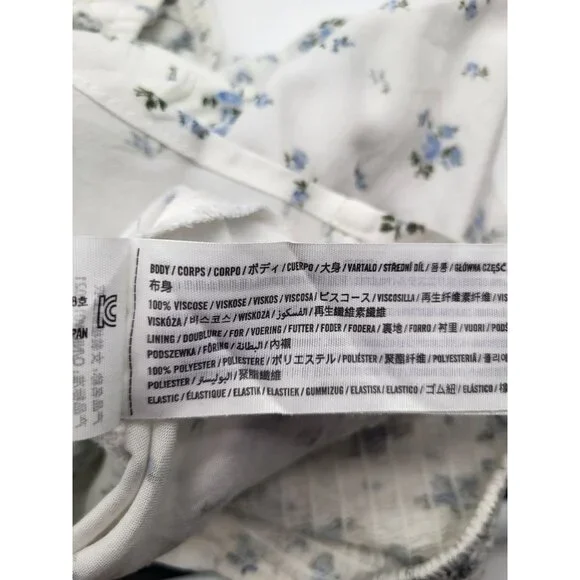 Hollister XS Puff Sleeve Mini Top Peasant Coquette White Blue Flowers Festival - Picture 7 of 7